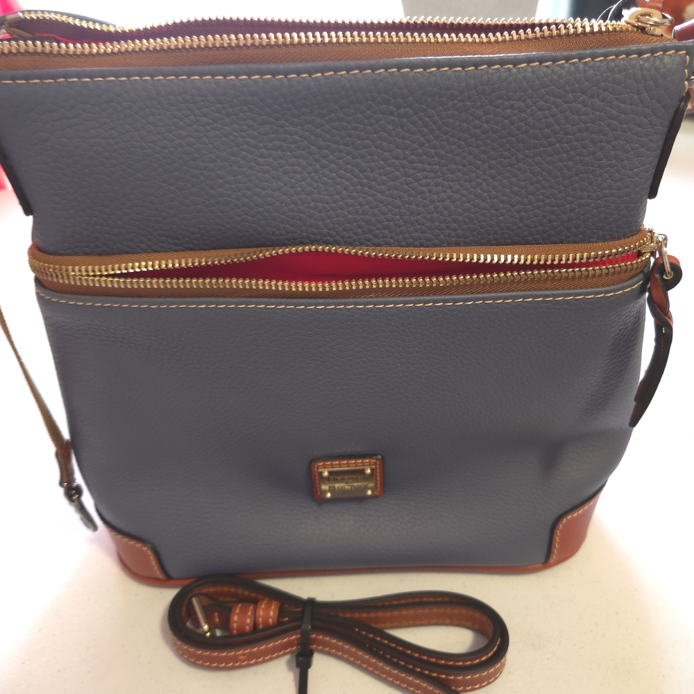 Dooney & Bourke Crossbody Bag Blue Brown Structured Design. NWOT. Never Used.